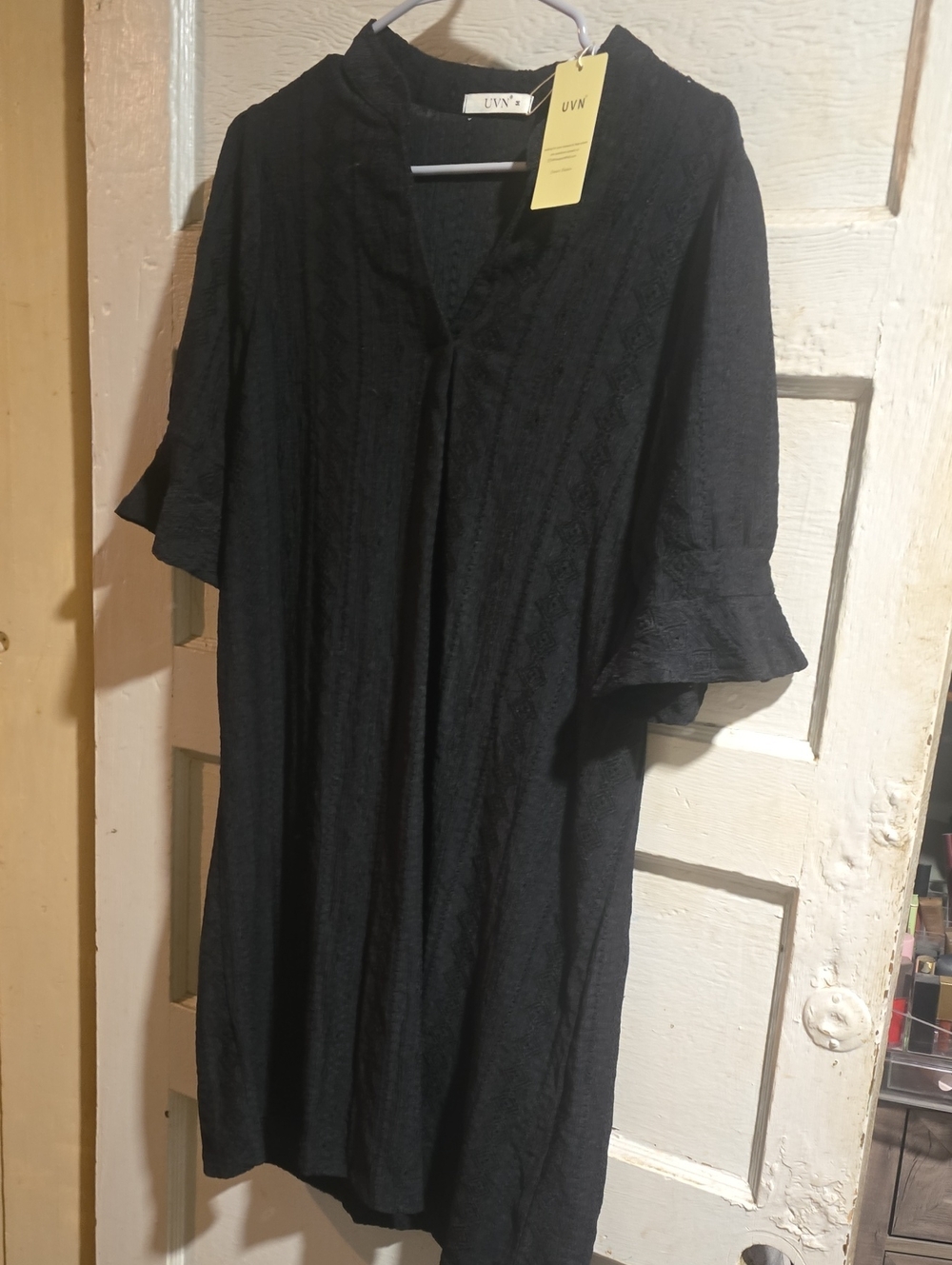 UVN Black Lightweight Textured Tunic Dress